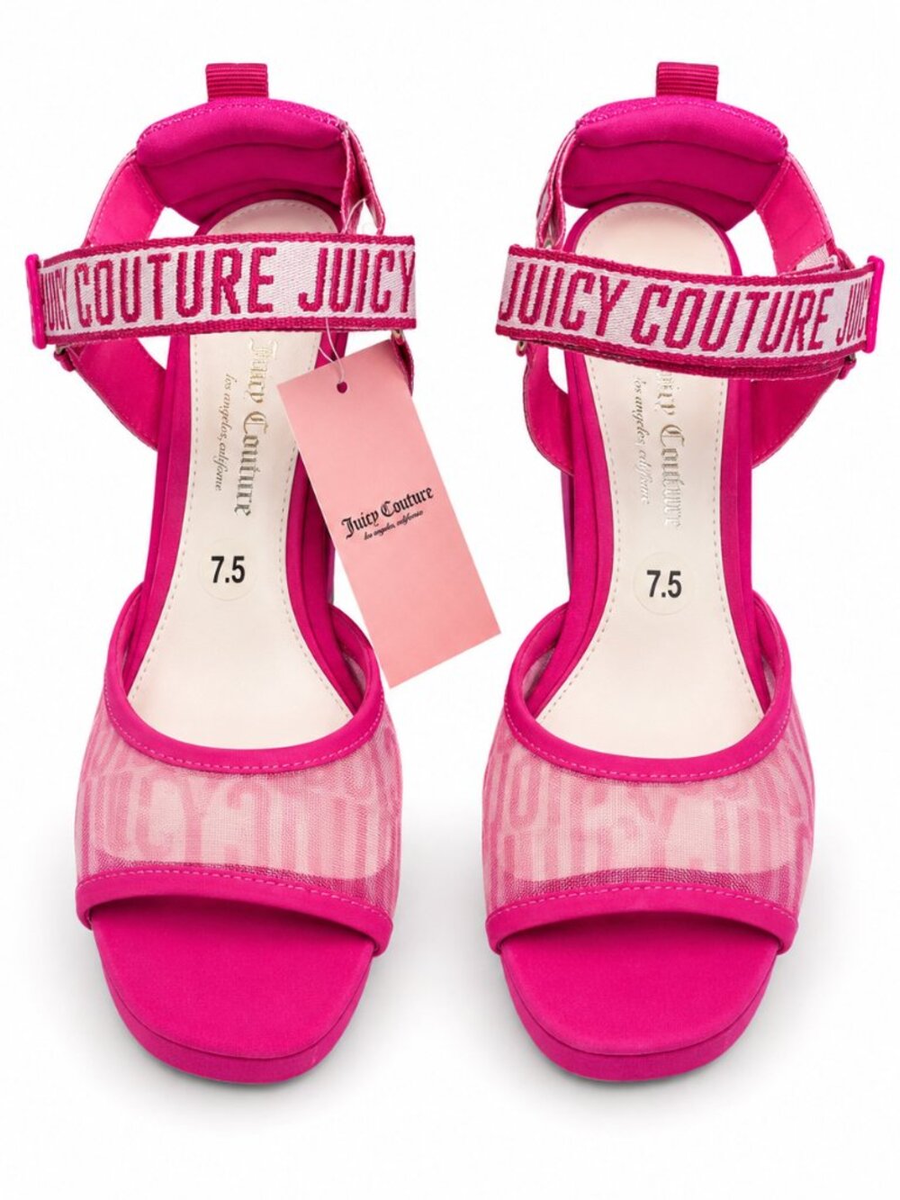 NWT Juicy Couture JC Gramercy Hot Pink Platform Heels Sandals Size 7.5